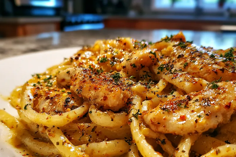 Cooking Spicy Chicken Alfredo Pasta